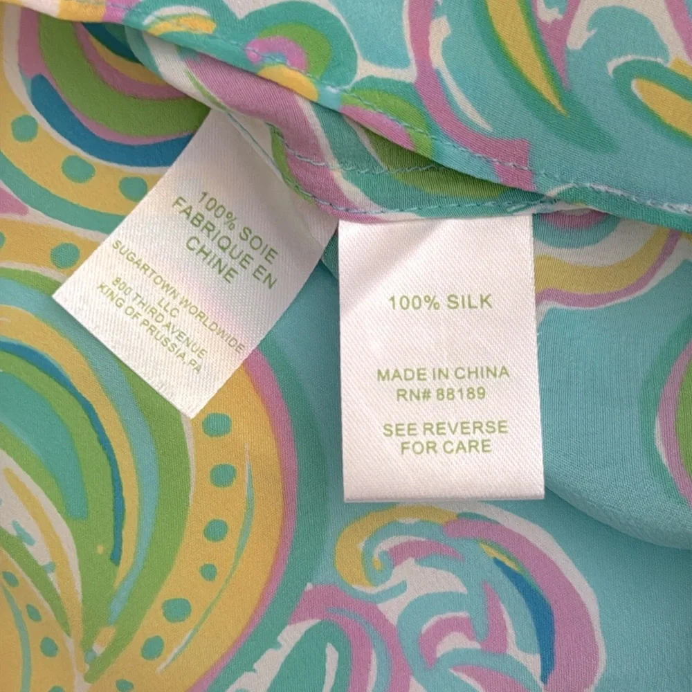 Lilly Pulitzer | Sarabeth 3/4 Sleeve Silk Blouse Double Trouble 91852 (S) - Picture 10 of 16